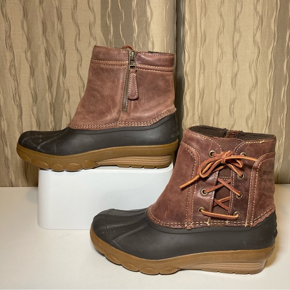 Sperry Top Sider Saltwater Wedge Tide Women's 7 Duck Boot Brown Leather STS80770 - Picture 2 of 16